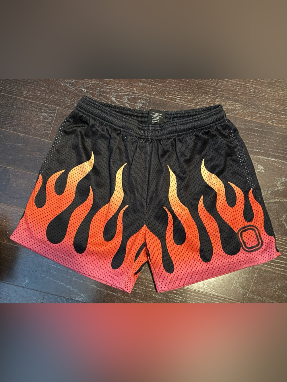 🔥 Overtime Flame Mesh Basketball Shorts Men’s Small Black Red Orange